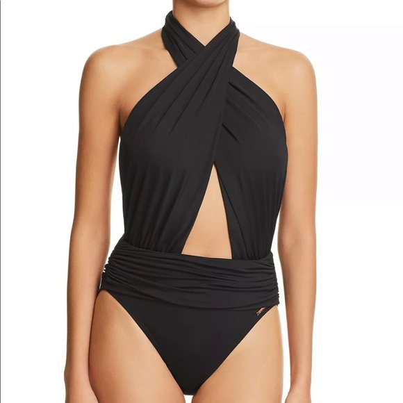 Vince Camuto Halter Neck One Piece Swimsuit - Picture 2 of 8
